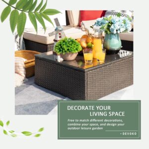 Devoko 6 Pcs Outdoor Sectional Rattan Sofa Set