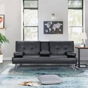 Modern Faux Leather Futon Sofa Bed Fold Recliner