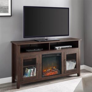 Walker Edison Rustic Tall Fireplace TV Stand