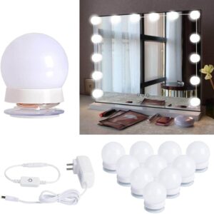 Hollywood Style LED Vanity Mirror Lights – 10 Dimmable Bulbs