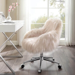 Linon Fiona Chrome Base Office Chair,Metal frame, Pink