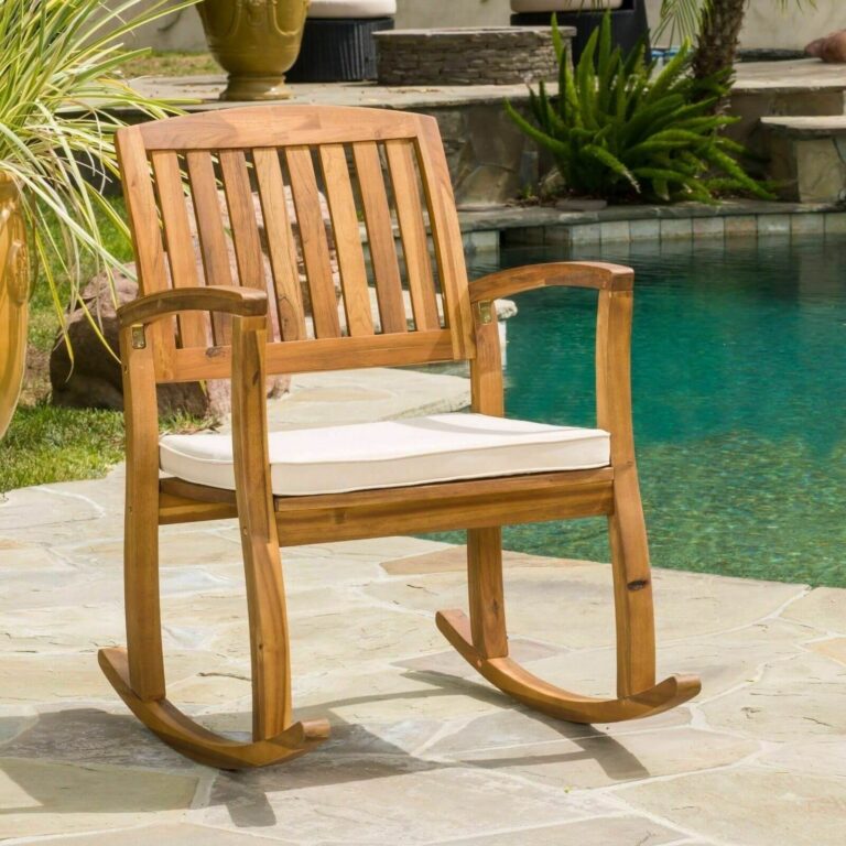 Sadie Outdoor Acacia Wood Rocking Chair with Cushion - Home Founding