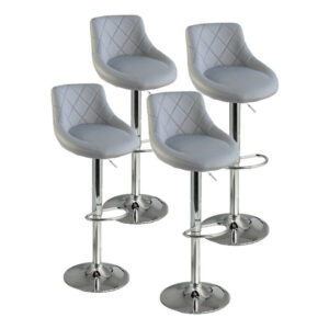 Set of 4 Bar Stools Pub Chair Leather Swivel Dining
