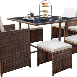 Devoko 9 Pieces Patio Dining Sets Outdoor Chairs