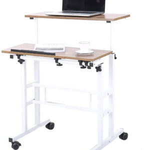 DlandHome Sit-Stand Desk Cart Mobile Office Desk