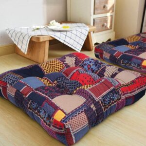 Boho Floor Pillow, Bohemian Patchwork Style