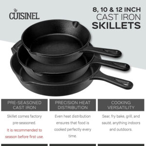Pre-Seasoned Cast Iron Skillet Chef Set Cookware