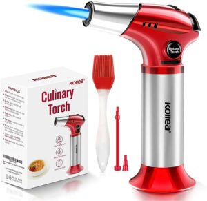 Unleash your inner chef! Kollea's Kitchen Torch with Fuel Gauge lets you caramelize, sear & add dramatic finishing touches to desserts & dishes!
