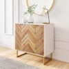 Liven up any room with the Nathan James Enloe Sideboard Cabinet! This versatile modern buffet boasts hidden storage & a stylish wood finish.