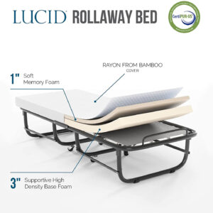 LUCID Rollaway Folding Guest Bed Easy Storage