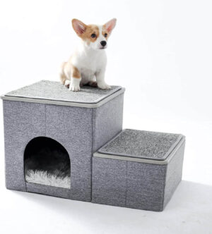 Perfect 4-in-1 Pet Stairs: Dog Ramp, Bed, Perch & Storage!