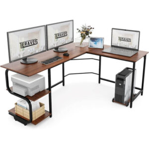 Discover the versatile Teraves L-Shaped Desk! Perfect for work, gaming, & study, it saves space & adds modern flair. Adjustable, durable, & storage-friendly!