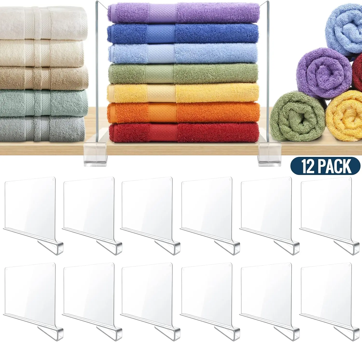 BAUMFEUER 12 Pack Clear Acrylic Shelf Dividers