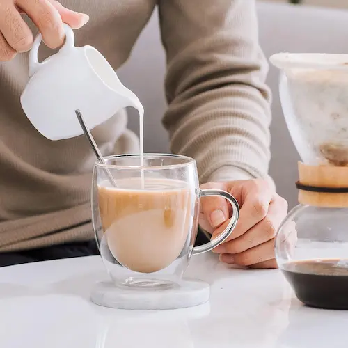 LIBWYS 2 Pack Double Walled Coffee Cups Glasses Mug